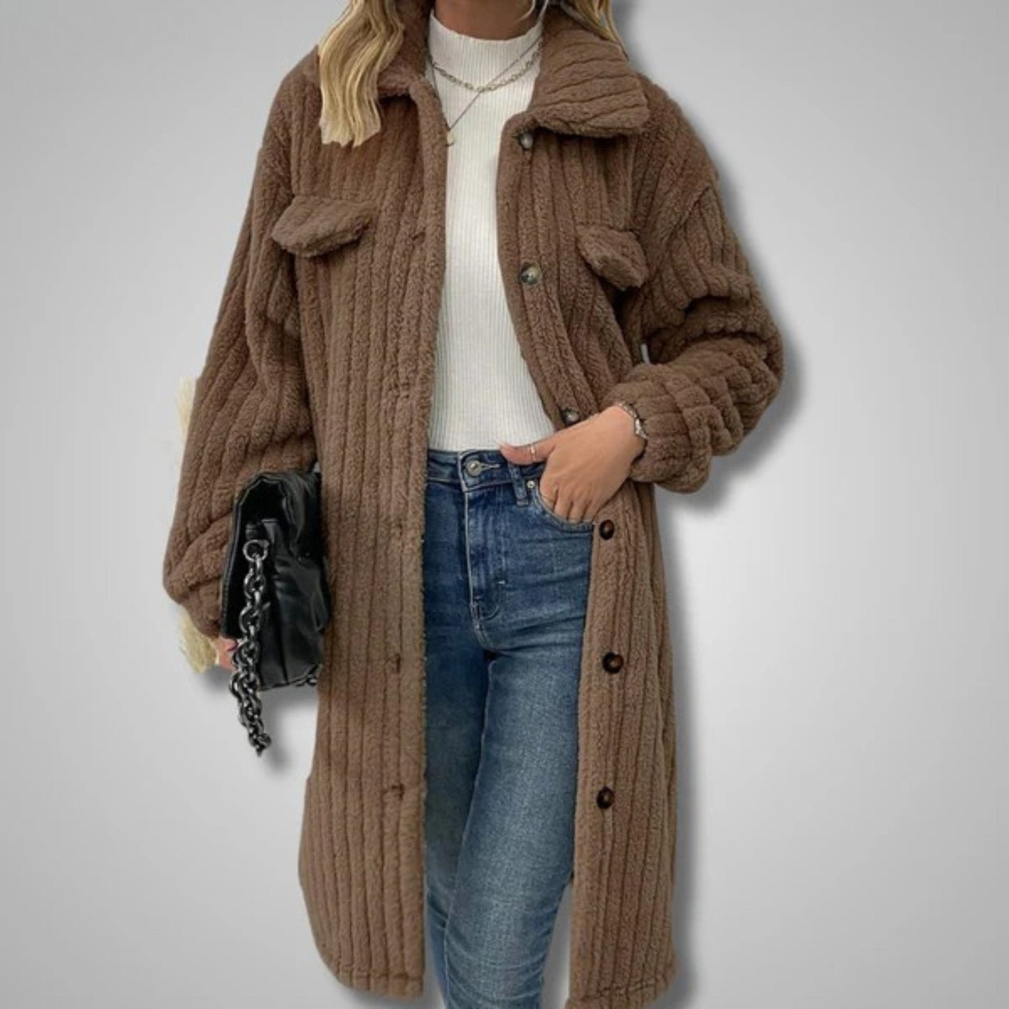 Chloé | Manteau en Peluche avec Col en Fourrure