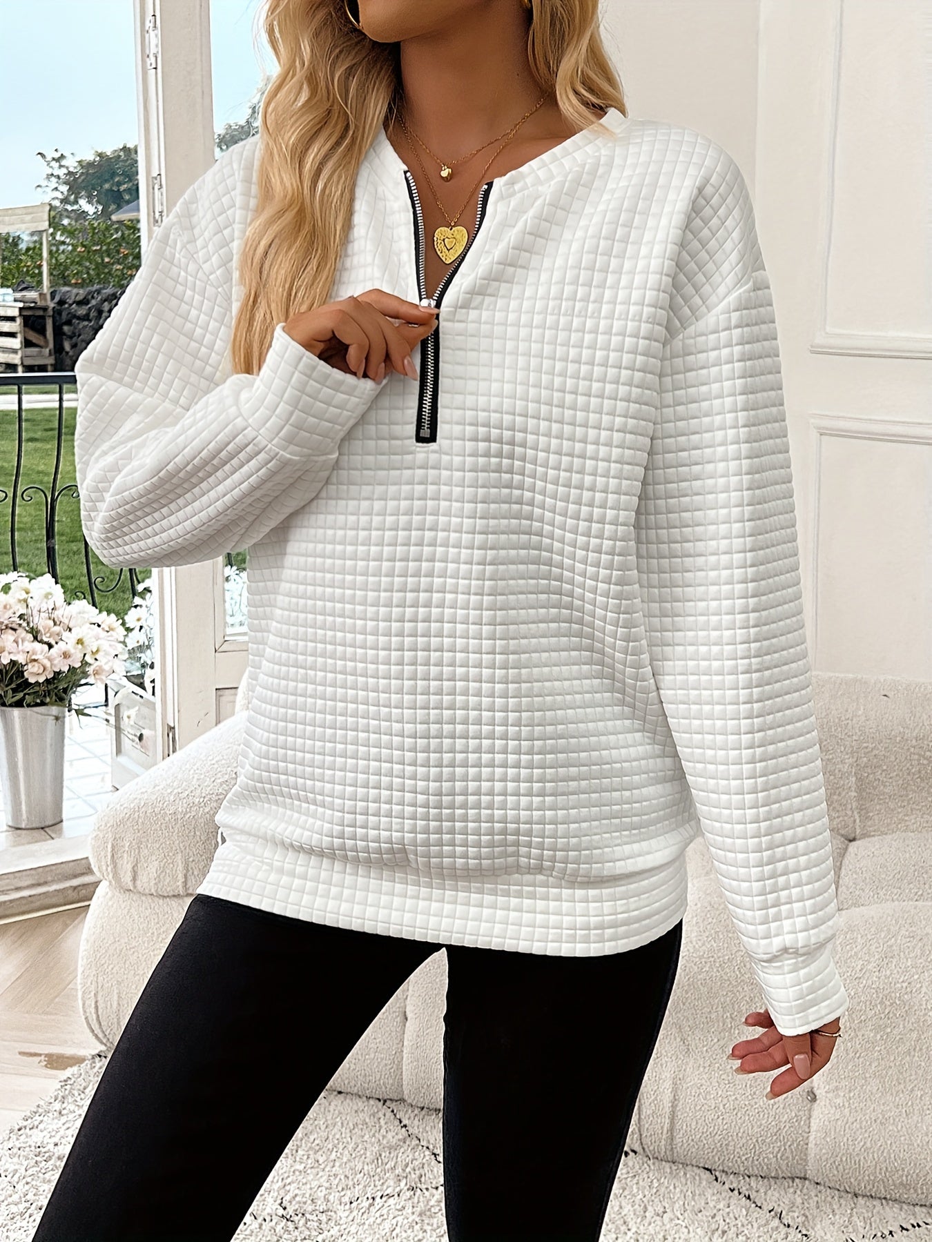 Lydia | Pull zippé texturé pour femmes