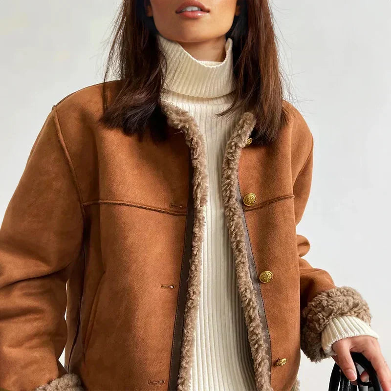 Charlene | Veste en shearling boutonnée